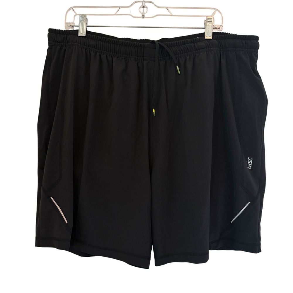 tasc Performance Mens XXL Black Athletic Running Shorts Bamboo‎ Lined Reflective